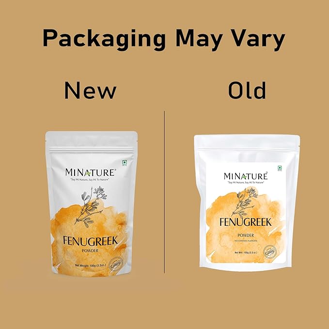 Mi Nature Fenugreek Powder - 100% Natural Trigonella Foenum Seeds - Pure Methi Powder for Cooking, Hair and Skin Care - 100g (3.5oz) Resealable Pouch