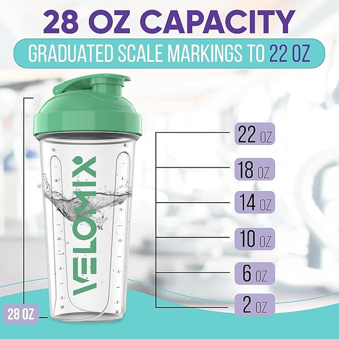 Pack Of 2-28 Oz Protein Shaker Bottles for Protein Mixes - 2x Wire Whisk, Leak Proof Shaker Cups, Protein Shaker Bottle Pack, Shakers for Protein Shakes-Turquoise & Transparent