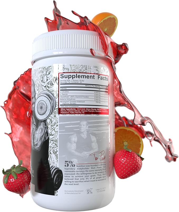 5% Nutrition FullAF Pre-Workout | Stim-Free with Massive Pumps | L-Citrulline, L-Taurine, Nitrosigine, GlycerSize (Fruit Punch)