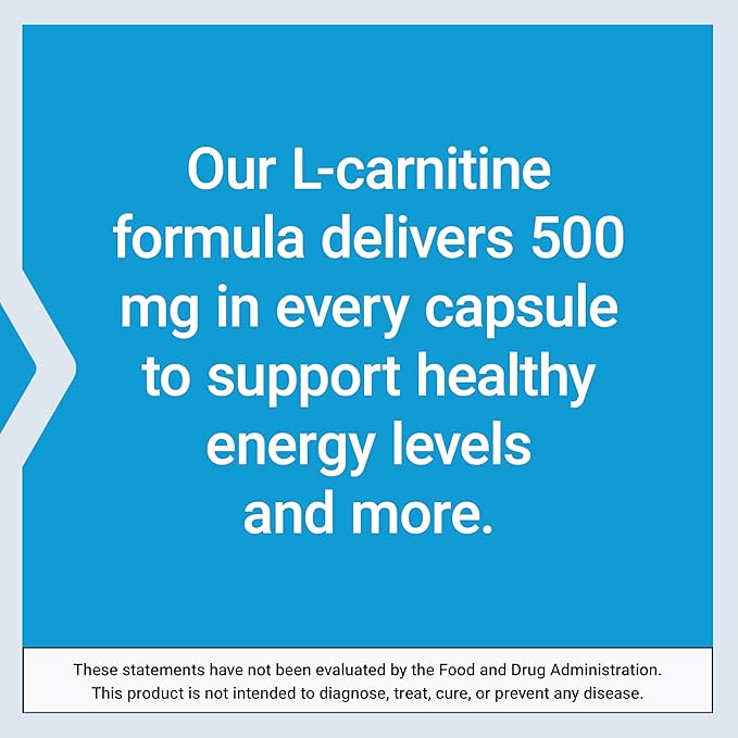 Life Extension L-Carnitine – 500 mg, Energy Supplement, Memory Supplement – Free Form Amino Acid, Nitric Oxide Support, Healthy Blood Pressure – Gluten-Free, Non-GMO, Vegetarian – 30 Capsules