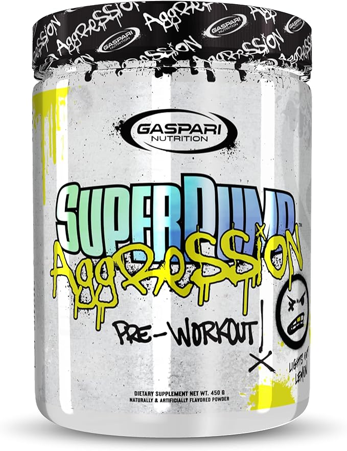 Gaspari Nutrition SuperPump Aggression Pre-Workout: Energy, Focus, Endurance, Recovery, Creatine and Caffeine (25 Servings, Lights Out Lemon)