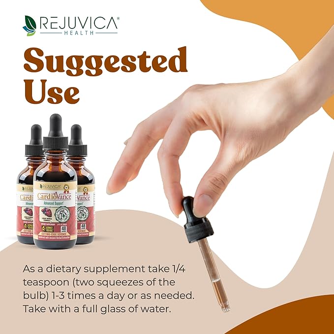 Rejuvica Health CardioVance - Heart Support Supplement - Liquid Delivery for Better Absorption - Hawthorne, Hibiscus, Arjuna, Olive Leaf & More!