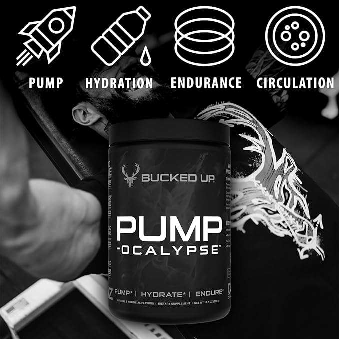 Pump-ocalypse Raspberry Lemonade | Nitric Oxide and L Arginine Supplement | Citrulline Malate, GlycerPump | Ultimate N.O. Booster | Lean Muscle Support | Blood Flow, Vascularity, Hydration, Endurance
