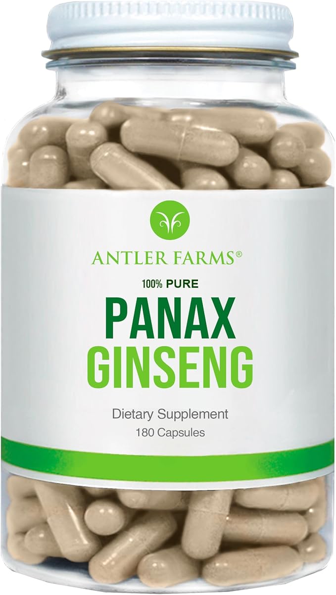 Antler Farms - 100% Pure, Red Panax Ginseng Extract, 180 Capsules, 500mg - From Slow-Grown Ginseng Root in the Changbai Mountains, 10% Ginsenosides
