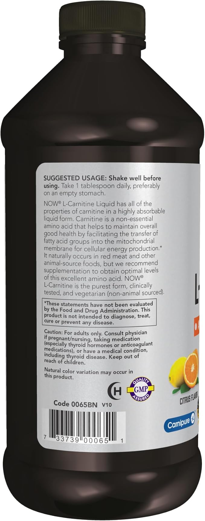 NOW Foods Sports Nutrition, L-Carnitine Liquid 1000 mg, Highly Absorbable, Citrus, 16-Ounce