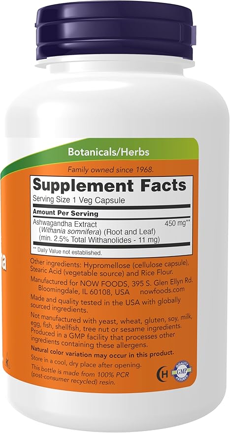 Now Foods Ashwagandha Extract 450 mg 180 Capsule
