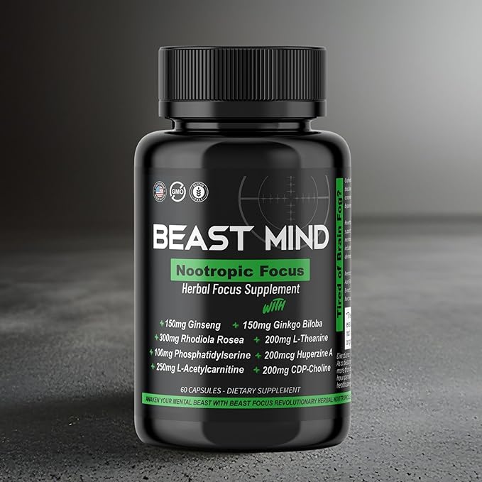 Focus Clarity Nootropic Blend | Ginkgo Biloba | Huperzine A | Rhodiola | Citicoline | L-Theanine | Enhanced Focus & Clarity & Cognitive Function Labs