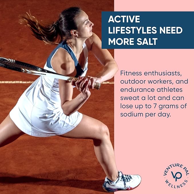 Venture Pal High Sodium Sugar-Free Electrolyte Powder Packets - Hydration Packets with Sodium, Potassium & Magnesium | Zero Calories | Vegan, Keto, and Paleo Friendly | 30 Sticks