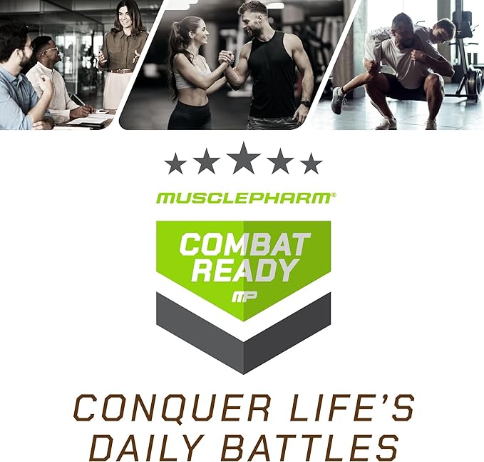 MusclePharm Combat Ready Chocolate Cake Protein Bars, High Protein Bars, Combat Cravings, Fuel Performance & Meet Energy Demands, 20g Protein from Whey Protein, 5g Fiber, Gluten Free, 4 Bars