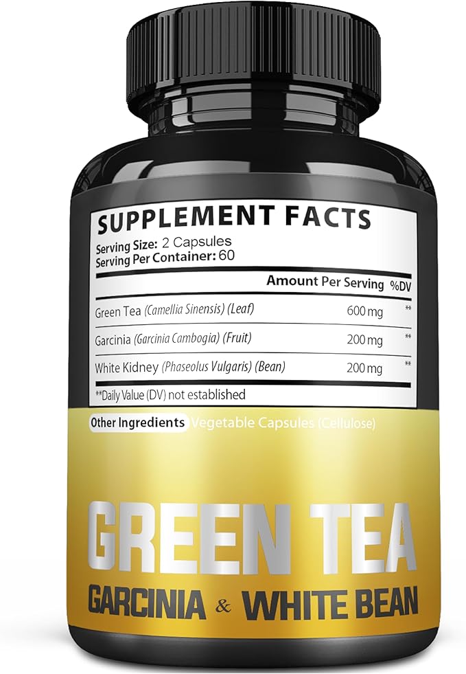 Green Tea Extract Pill EGCG 16000Mg per Serving with 12000Mg Green Tea, 2000Mg Garcinia Cambogia & 2000Mg White Kidney Bean - Support Body Balance, Heart & Immune Health - 120 Capsules 2 Month Supply
