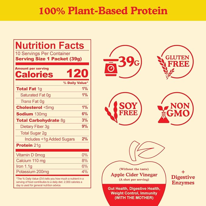Meal Replacement Shakes, 21g Protein, Vegan Plant Based Protein Powder, Digestive Enzymes, All in One Shake (10 Servings, Turmeric Curcumin Cream)