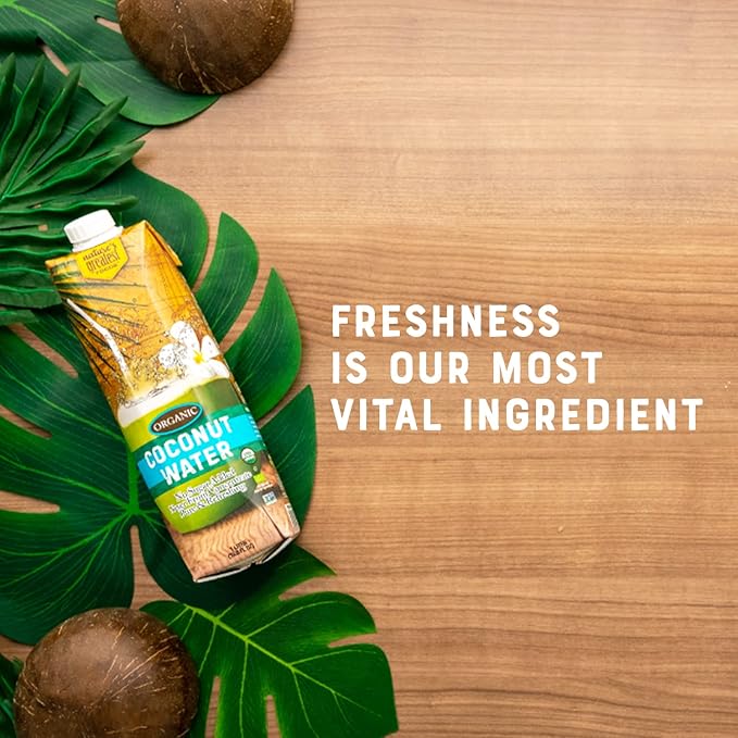 Nature's Greatest Foods, Organic Coconut Water, USDA Organic Certified, No Sugar Added, Never from Concentrate, Pure & Refreshing, 33.8 fl oz (Pack of 6)