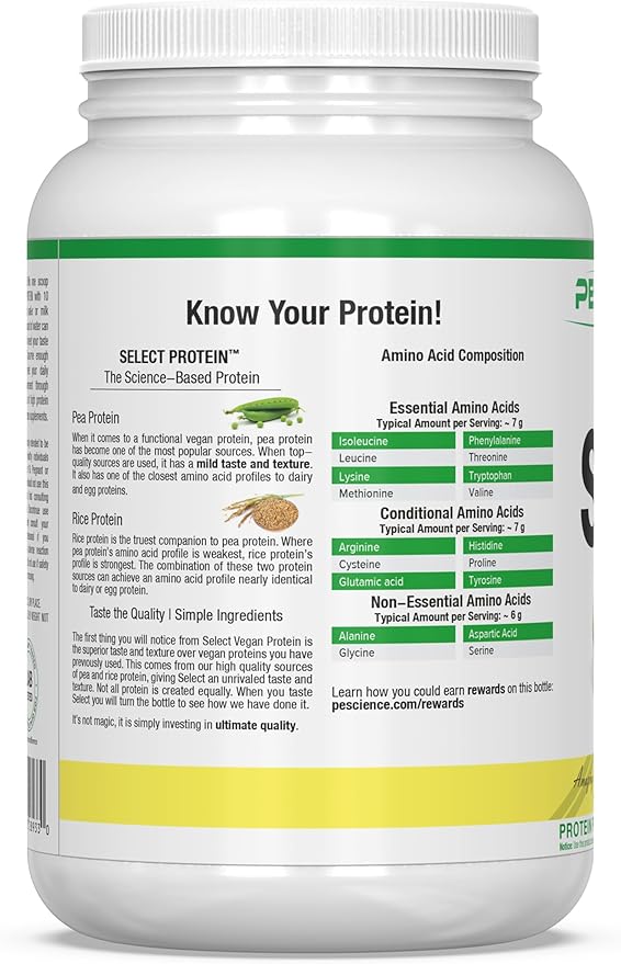 PEScience Select Vegan Plant Based Protein Powder, Chocolate Peanut Butter, 27 Serving, Premium Pea and Brown Rice Blend