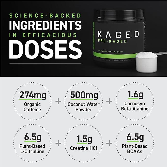 Kaged Original Pre Workout Powder | Krisp Apple | Pre-Kaged | Formulated with Creatine, Beta Alanine, Pure Caffeine | 20 Servings