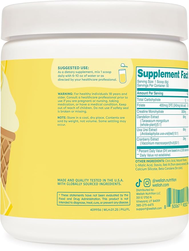 Pump-It-Up Creatine (50 Servings, Frozen Lemonade) - Creatine Monohydrate with Dandelion, Uva Ursi, & Cranberry Extract