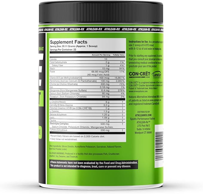 X-CITE Pre-Workout by ATHLEAN-X - Enhanced Formula with Beta-Alanine, Creatine & Caffeine for Ultimate Energy, Endurance, Focus & Muscle Pump, NSF Certified (22 Servings, Sunny Pink Lemonade)