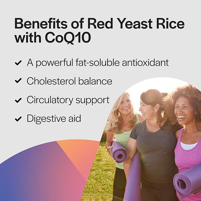 PureFormulas Red Yeast Rice with CoQ10 Supplement - Extra Strength Red Yeast Rice 1200 mg. Capsules, Cholesterol Support Coq10 100mg Cholesterol Supplements 120 Capsules (2 Months)