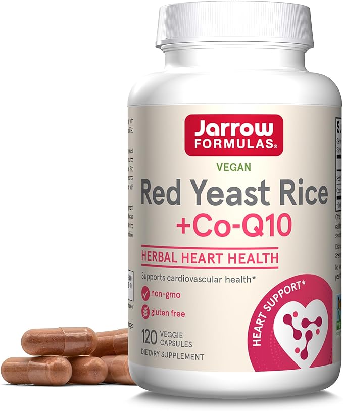Jarrow Formulas Red Yeast Rice 1200 mg & Co-Q10 100 mg Per Serving-120 Veggie Caps-60 Servings & Heart Health-Vegan & Citrus Bergamot 500 mg-60 Servings (Veggie Caps)