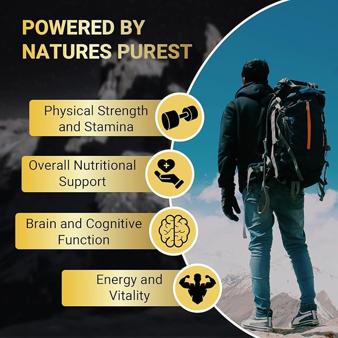 Premium Shilajit Capsules – 500mg with Ashwagandha, Ginseng & Cordyceps – Natural Energy, Stamina & Brain Support – Boost Focus, Vitality & Immunity – 120 Vegan Capsules, 4-Month Supply