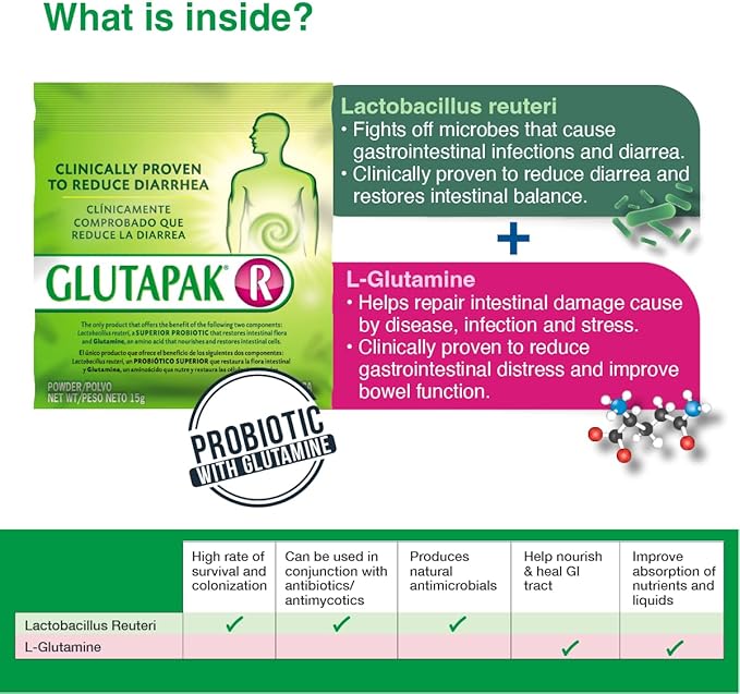 R Probiotics with Glutamine and Lactobacillus Reuteri, 15g per Packet - 50 Packets