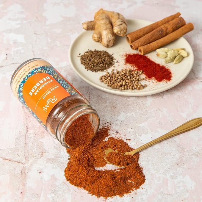 Rumi Spice - Ethiopian Berbere Spice Blend (2.3 oz) | Spicy, Peppery, and Mildly Sweet with Urfa Chile, Ginger, Cumin, Coriander, Fenugreek | Ethically Sourced | Salt Free | Non GMO | Gluten Free