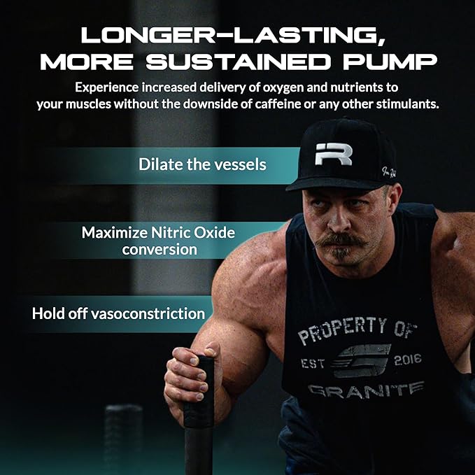 Granite Nutrition Vaso Blast Stim-Free Pre Workout - Non-Stim Nitric Oxide Support for Pump, Physique, and Muscle Capacity - Blood Orange (290g)