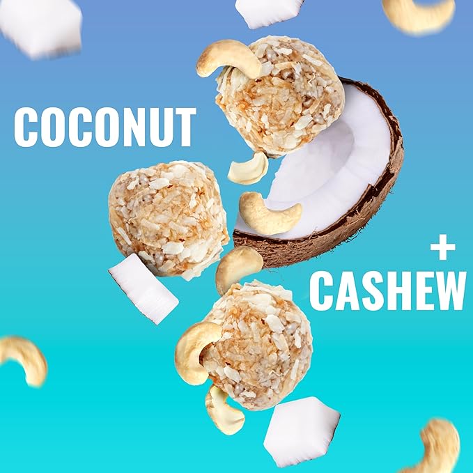 The GFB Coconut Cashew Protein Bites - Gluten Free, Plant Based, Non GMO, Sustainably Made – Ridiculously Tasty, Healthy, Vegan, Protein Energy Balls, 1.2 oz (10 count)