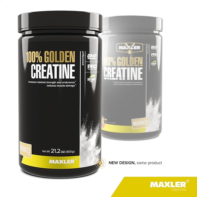 Maxler 100% Golden Creatine - Micronized Creatine Monohydrate Powder - Muscle Building Supplements - Pre/Post Workout Vegan Supplement - Gluten Free Unflavored Creatine Powder - 600 g