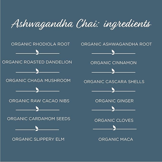 The Tea Spot Organic Ashwagandha herbal tea with Adaptogen for immune support & stress management | Blend of dandelion, chaga & Ashwagandha | No additives - 15 Tea Bags