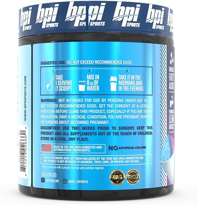 BPI Sports CLA + Carnitine – Conjugated Linoleic Acid – Performance, Lean Muscle – Caffeine Free – For Men & Women – Snow Cone – 50 servings – 12.34 oz.