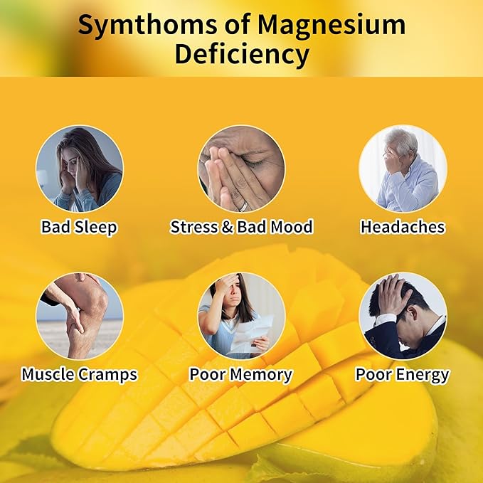 Magnesium Glycinate Gummies 1000mg - Sugar Free Magnesium Potassium Supplement with Vitamin D, B6, CoQ10 for Calm Mood & Sleep Support - 180 Mango Pineapple