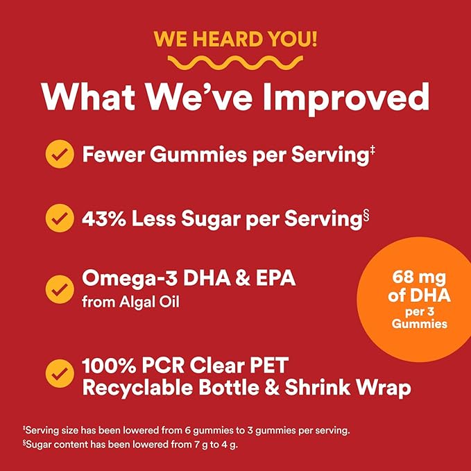 SmartyPants Multivitamin for Men & Women - Improved Formula: Multivitamin Gummies with Omega 3 (DHA/EPA), Vitamin D3, C, Vitamin B12, B6, A, K & Zinc, Biotin, Gluten Free, 90 Count (30 Day Supply)