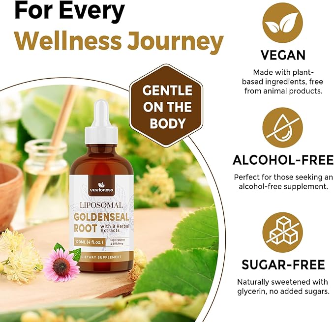 Golden Seal Tincture 3000mg - Goldenseal Root for Immune Function & Lung Care - Sugar-Free, Vegan, Fast Absorbing - Echinacea & Goldenseal Liquid Extract, 120ml (Pack of 2)