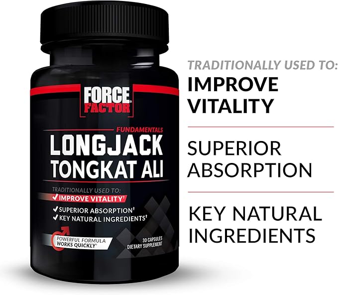 FORCE FACTOR Longjack Tongkat Ali 500mg for Men, Longjack Extract to Support Male Vitality and Improve Drive, Longjack Capsules with BioPerine Black Pepper Extract, 60 Capsules (2-Pack)
