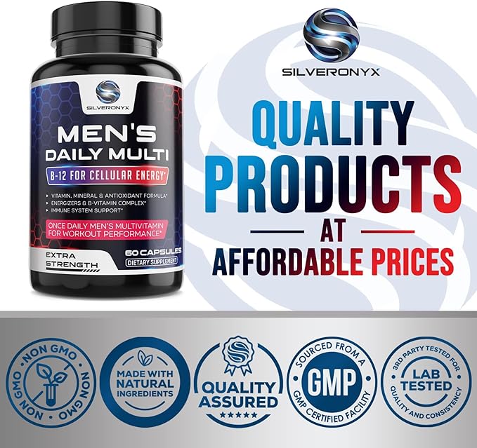 Mens Multivitamin Supplement Daily Men's Multivitamins & Multiminerals with Vitamin A, C, D, E, B12, Zinc for Immune Support & Essential Vitamins for Energy, Focus and Men's Health - 60 Capsules