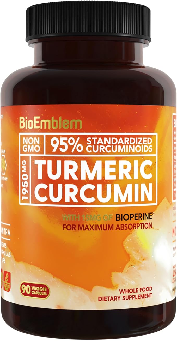 BioEmblem Turmeric Curcumin Supplement with BioPerine and CoQ10 with BioPerine
