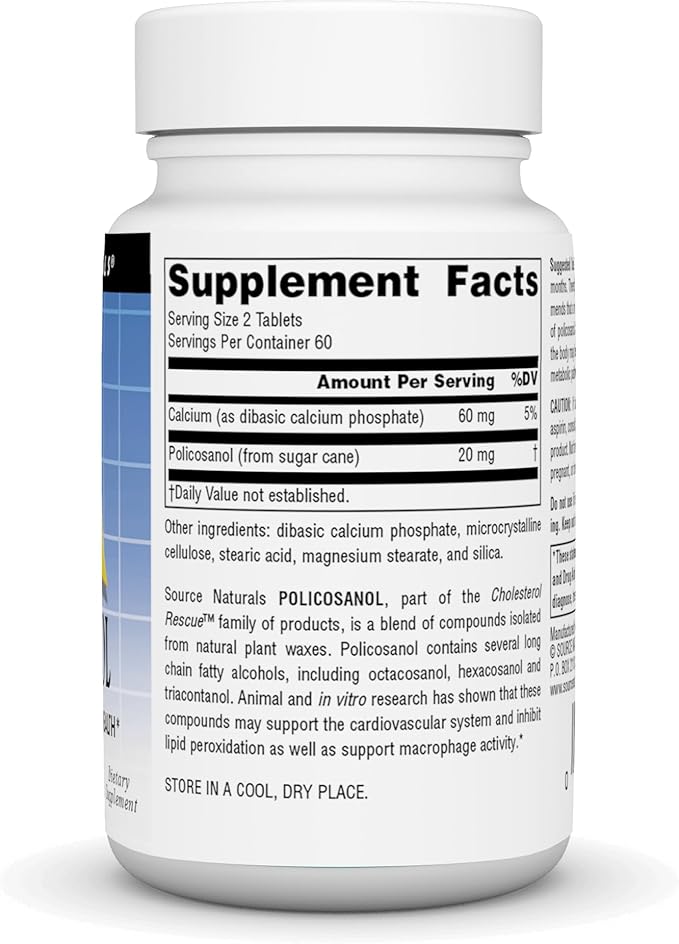 Source Naturals Policosanol Supports Cardiovascular Health*, 10 Mg -120 Tablets