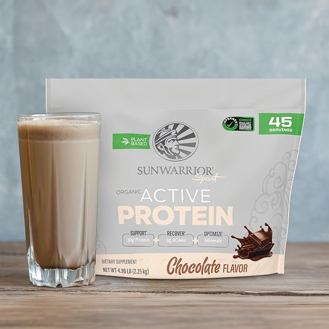 Sunwarrior Vegan Protein Powder USDA Organic Protein Powder Blend | Plant Based BCAA Sugar Free Gluten Free Non-GMO Dairy Free | Chocolate 4.96lbs | Sport Organic Active Protein
