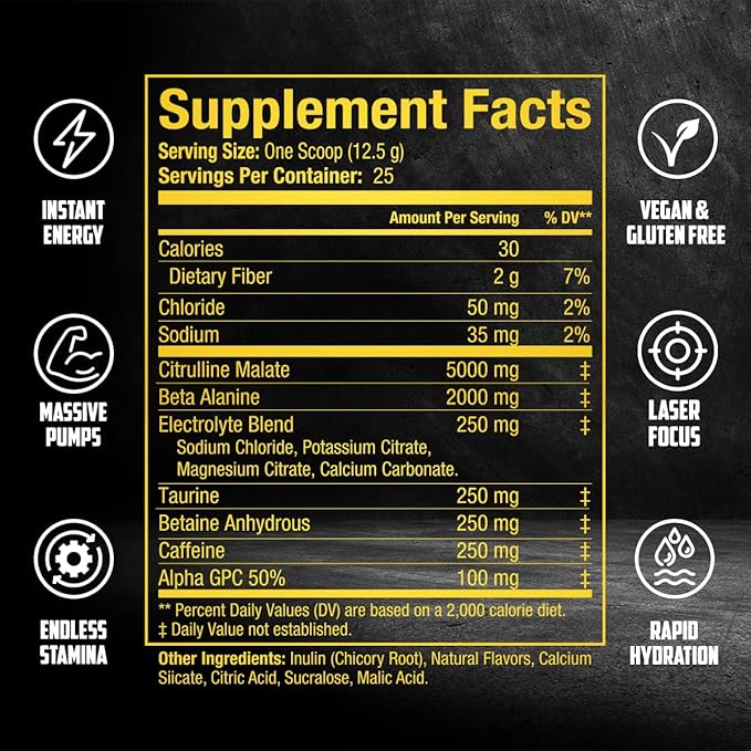 BALLISTIC Pre Workout | #1 New Pre Workout Powder w/ Nitric Oxide Booster, Electrolytes, Caffeine & Nootropics | Insane Pumps, Focus, Stamina, Energy, Hydration for Men & Women - Citrus Blast
