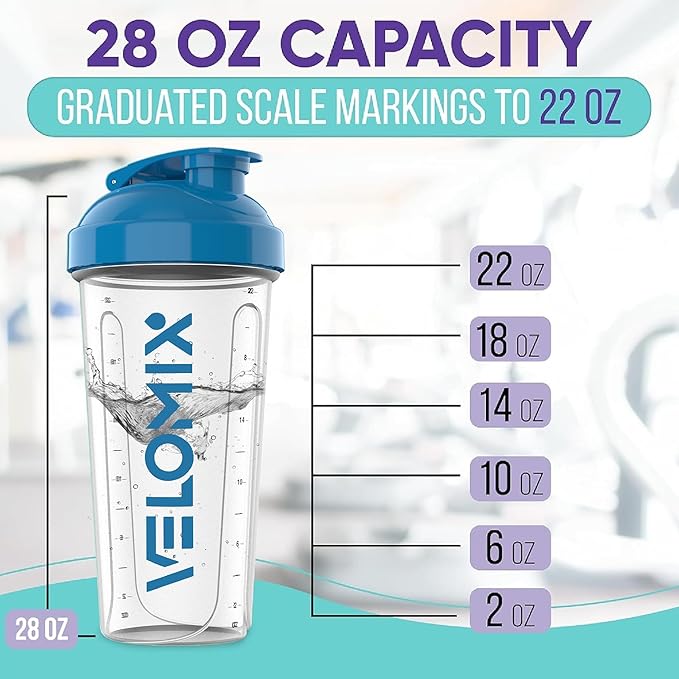 -2 Pack- 28 oz Protein Shaker Bottles for Protein Mixes - 2x Wire Whisk | Leak Proof Shaker Cups for Protein Shakes | Protein Shaker Bottle Pack | Shakers for Protein Shakes-Blue&Transparent