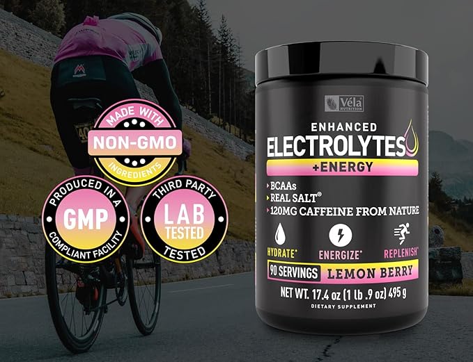 Pre-Workout Electrolyte + Energy Powder Drink Mix (90 Servings | Lemon Berry) w/ 0 Sugar +BCAAs +B-Vitamins Electrolyte Supplement w Potassium Zinc & Magnesium for Hydration - Keto Electrolytes
