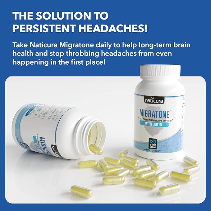 Migratone Migraine Relief - Natural Headache Relief Vitamin - Migraine Supplement with PA - Free Butterbur, Magnesium, Vitamin B2 B6 and B12, Microactive CoQ10 and Feverfew - Migraine Clinic's Choice