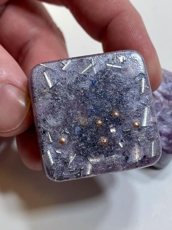 2 Grey Lavender Mini Cube Tower Busters Crystal Orgone Generator Energy Accumulator 528Hz/7.83Hz/Advance Harmonics Many Beautiful Ingredients and Colors!! (Grey Lavender)