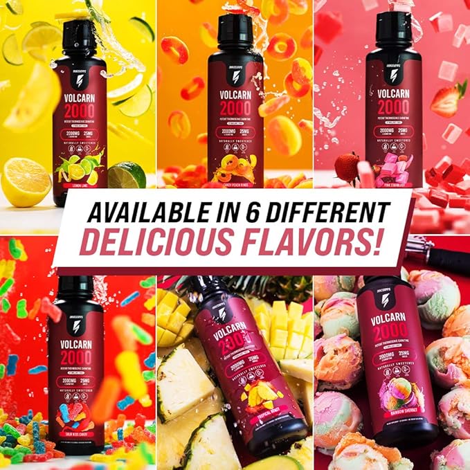InnoSupps Volcarn 2000 - L-CARNITINE Advanced Energy Liquid | ATP Enhancer with GBEEC | Boosts Energy, Enhances Focus, Caffeine Free, No Artificial Sweeteners | 32 Servings (Rainbow Sherbet)
