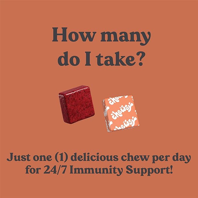 Chewsy - 6-in-1 Immune Support Fruity Chews with Elderberry - Vitamin C, A and D, Zinc and Selenium - Individually Wrapped - 6-Day Supply