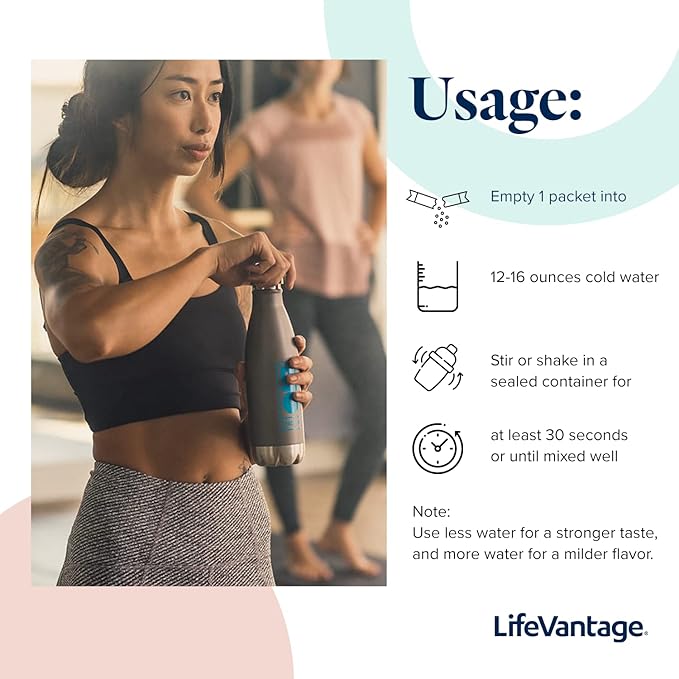LifeVantage - AXIO - Regular Energy Drink Powder,Strawberry Splash - with B Vitamin, DMAE, L-Theanine, Quercetin, Green Tea and Pine Bark - 30 Packets