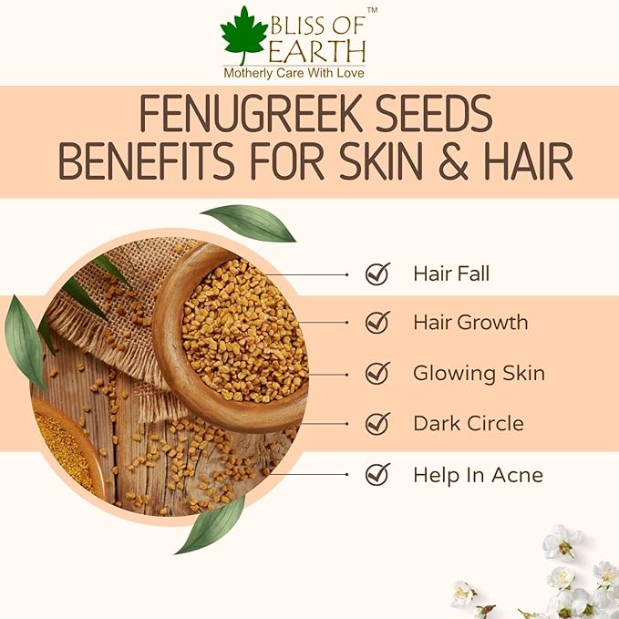BLISS OF EARTH Organic Whole Fenugreek Seeds, Sabut Methi 1Kg