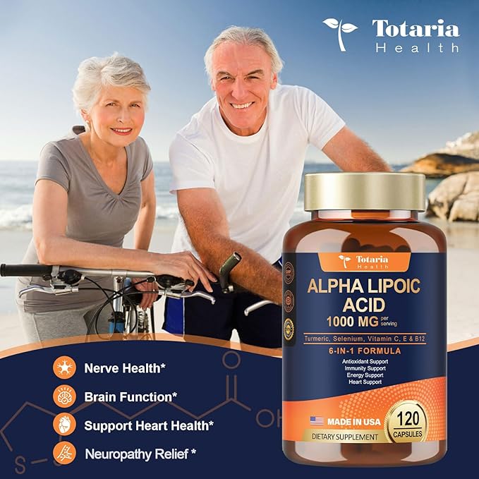 (2 Packs) Alpha Lipoic Acid - 1000mg ALA Supplement Capsules for Neuropathy Support Supplement Nerve Health, Liver Detox, Antioxidant, Metabolism and Cell Energy, Anti-Aging - Non-GMO, Gluten Free