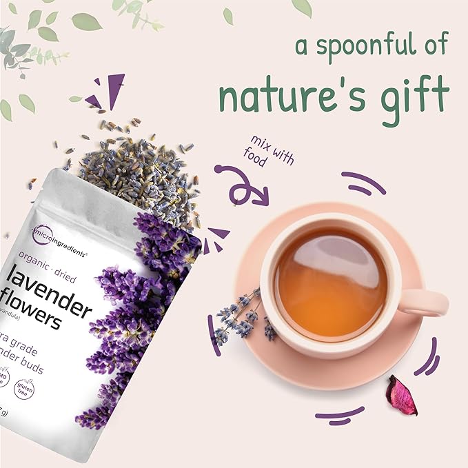 Organic Dried Lavender Flowers, 2lbs (32oz) | Culinary Lavender from France for Tea, Home Fragrance & Sachets | Food Grade Edible Buds | Non-GMO, Bulk Supply