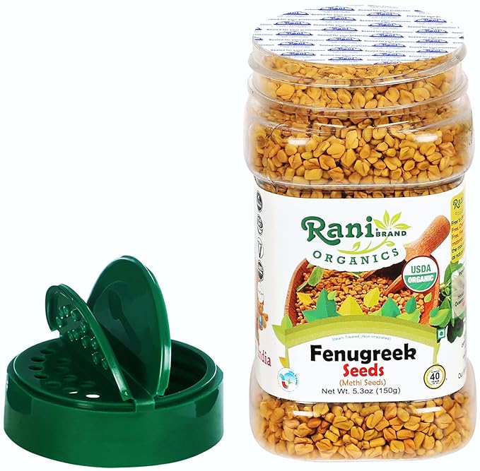 Rani Organic Fenugreek (Methi) Seeds Whole 5.29oz (150g) PET Jar, Trigonella Foenum Graecum ~ All Natural | Vegan | Gluten Friendly | NON-GMO | Indian Origin | USDA Certified Organic